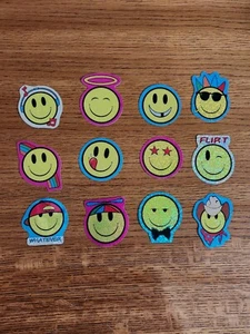 Vintage LOT 90s Y2k Prism SMILEY FACE Vending Machine Stickers Smile Emoji - Picture 1 of 11