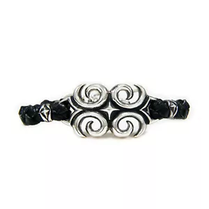 TRIBAL LEATHER STRAP 925 STERLING SILVER BRACELET T LOCK BIKER GOTHIC BKB-002 - Picture 1 of 13