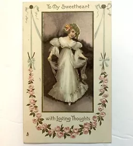 Antigua postal de colección original de principios de 1900 Tuck’s Sweetheart Girl Love Valentines - Imagen 1 de 7