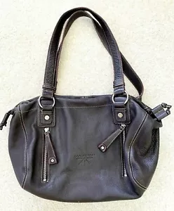 Isaac Mizrahi braune Lederhandtasche Pebbled Schultertasche Hobo Doppelgriff - Bild 1 von 11