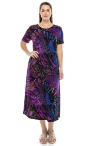 JOSTAR Purple LONG DRESS Poly Spandex Slinky Stretch Knit TRAVEL  S M L XL 2X 3X - Picture 1 of 5