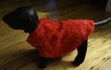 Bright Red Shaggy Faux Fur Dog Coat With Collar XS Size Designer Dog Clothes