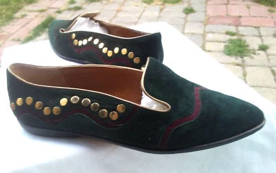 Valmy Moda suede flats pointy Ballet loafers VTG 80s Frizon Italy US8  Kelian - Image 1 of 4