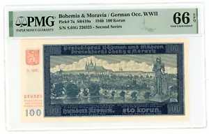 Böhmen & Mähren ... P-7a ... 100 Korun ... 1940 ... Gem *UNC* PMG-66 EPQ 🤩 - Bild 1 von 2
