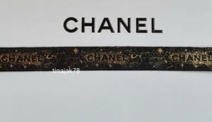 CHANEL Holiday 2021 Boutique Ribbon | Black with Gold Lettering | 5 Feet Long - Picture 1 of 4
