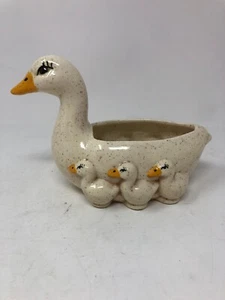 Vintage White Ceramic Goose Planter 8” x 4" Goose Easter Farmhouse Duck Gosling - Picture 1 of 13