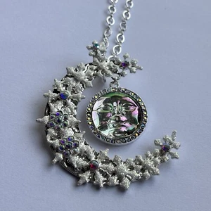 KIRKS FOLLY Seaview Ice Moon Snowflake Pendant & Necklace Sterling Silver Plated - Picture 1 of 10