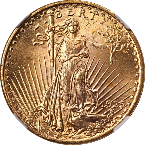1925-P Saint-Gaudens Gold $20 NGC MS65 Superb Eye Appeal Strong Strike Cover