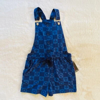 Macacão de malha floral cogumelo estampa mod azul tamanho pequeno júnior NOVO - Imagem 1 de 4