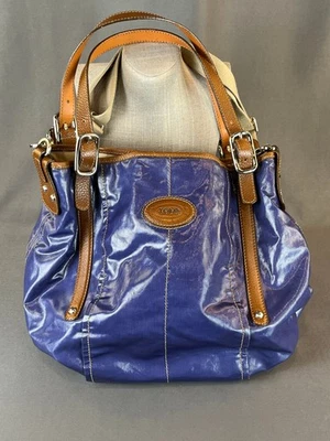 TOD'S  Blue Coated Canvas G-Line Easy Sacca Tote ~  Italy - Image 1 of 4