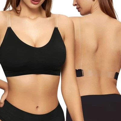 Bequemer Damen Seamless BH mit transparenten Trägern und schönem Rücken - Bild 1 von 4