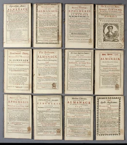 ALMANACKS 1746 rare set of 12 inc. LADIES Diary English APOLLO British TELESCOPE - Foto 1 di 10