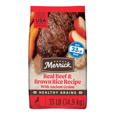 Merrick Healthy Grains Dry Dog Food Beef and Brown Rice 33 Pound Bag - Image 1 of 4