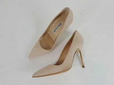 Zapatos de salón Manolo Blahnik de gamuza nude punta puntiaguda BB 105 mm tacón alto talla 36 Foto 1 de 4