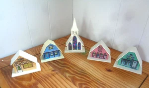 Alpendorf 5-teiliges Lichtabdeckungsset Kirche & Hütten - Bild 1 von 6