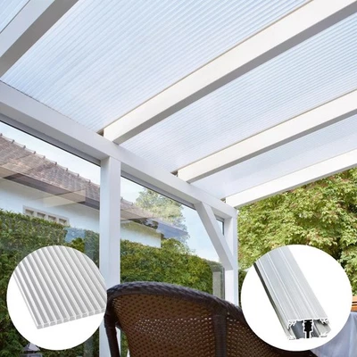 Terrassenüberdachung - 16mm - klar - Polycarbonat - Stegplatten - Alu / Alu - Bild 1 von 4
