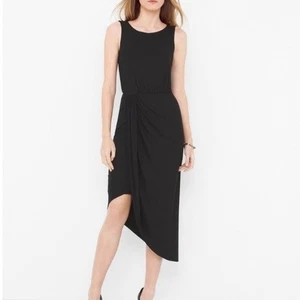 Abito midi donna nuovo con etichette White House Black Market taglia large senza maniche drappeggio maglia - Foto 1 di 10