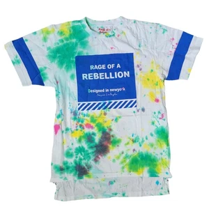 Rage of a Rebellion Tie Dye Green Blue Side Zippers T-Shirt Men Sz Medium - Picture 1 of 6