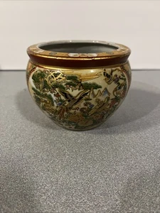 Chinesisch Japanisch Satsuma-Stil Porzellan Topf Übertopf Dekor 3,5" - Bild 1 von 7