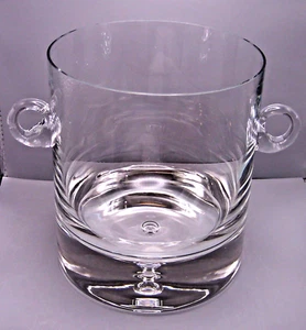 MCM Mid Century Krosno blown clear crystal ice bucket w Handles, Base Bubble - Picture 1 of 3