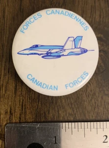 Canadian Forces Bilingual Fighter Plane 1.75" Vintage Pinback Pin Button - Picture 1 of 2