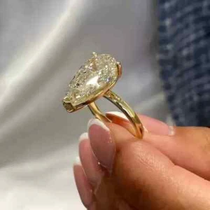 3.5Ct Pear Cut F/VS1 Lab Grown Diamond Solitaire Engagement Ring 14K Yellow Gold - Picture 1 of 10