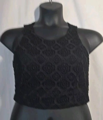 Top de mujer talla 11. Camiseta sin mangas corta de encaje negra para mujer nueva Foto 1 de 4