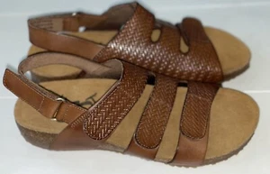 OTBT PRICILLA Boho IN RICH BROWN Cork WEDGE Leather SANDALS Size 6M - Picture 1 of 8