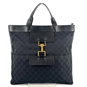 Gucci GG Canvas Hand Bag Leather Jackie Gold ZIP Tote Authentic - Picture 1 of 24