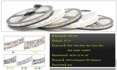 SMD 5050 RGB LED Strip Waterproof 5M 300LED DC 12V RGBW RGBWW LED Light Strips - Image 1 of 4