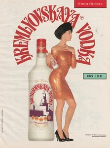 VTG. 90s AD man cave RUSSIA VODKA ON ICE Black hat long legs Sexy - Picture 1 of 5