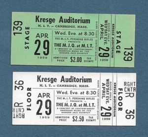 Lot Of 2 Whole 1959 Concert Tickets Modern Jazz Quartet MJQ At Kresge Hall MIT - Picture 1 of 1