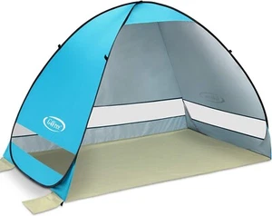 Large Pop Up Beach Tent for 3-4 Person, UPF 50+ Sun Shelter with Carry Bag - Picture 1 of 7
