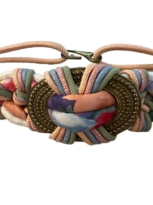 "Cinturón de cuerda bohemio bohemio vintage hebilla dorada colorido tamaño pequeño/mediano 30"" Y2K-" Foto 1 de 4