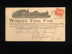 MA BOSTON 1896 COVER #267 ALLOVER ILLUS WORLD'S FOOD FAIR - Bild 1 von 2