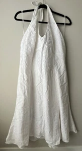 CHAPS Halter Broderie A-Line Dress Sleeveless Knee Length White - Size 16 - Picture 1 of 6