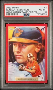 PSA 8 Gunnar Henderson 2023 Topps Game Within Game #2 Rookie Card Red Foil #5/10 - Picture 1 of 1