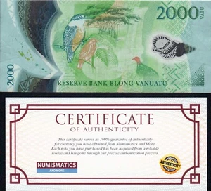 Vanuatu, 2000 Vatu,  2014, Circulated POLYMER banknote Uncertified COA - Picture 1 of 2