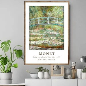 Claude Monet - Bridge over a Pond of Water Lilies - Wall Art Poster/Canvas Print - Picture 1 of 3