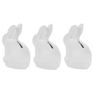 Set of 3 Blank Unpainted White Easter Bunny Bank Figurines 4 Inches - Picture 1 of 2