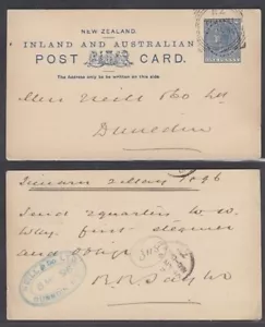NEUSEELAND 1896 DUNEDIN RTPO-DNN POSTKARTE (ID:30/D49749) - Bild 1 von 1