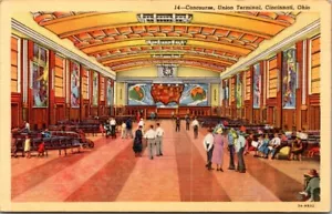 Concourse Union Station Cincinnati Ohio Linen Postcard - Picture 1 of 2
