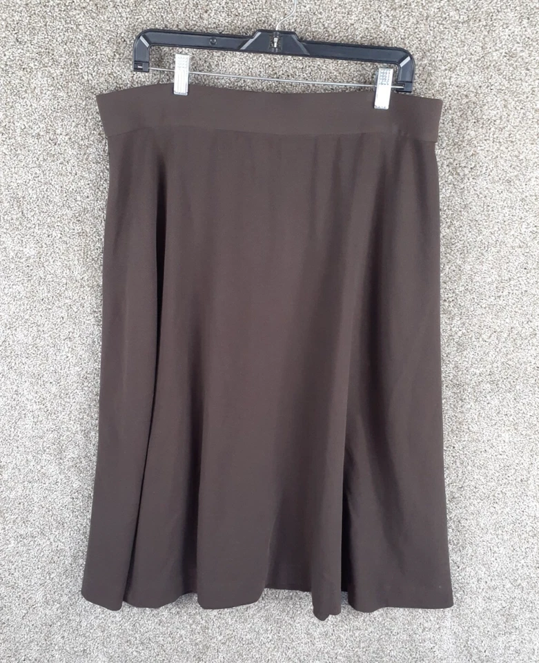 Falda midi Diálogo para mujer XL marrón oscuro línea A académica preppy clásica carrera Foto 1 de 4