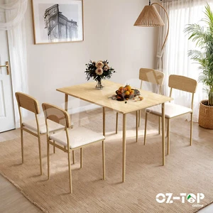 Dining Table Set 4 Chairs Kitchen Living Sitting Room Upholstered Seats 5 Piece - Picture 1 of 11