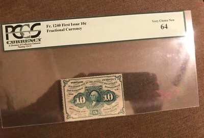  First issue perforated edge 10c fractional currency  PCGS 64 very choice new - Image 1 of 2
