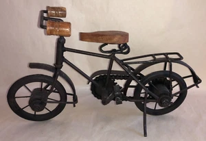 Vintage Bicycle Shelf Wall Desk Decor Metal Wood Bike Art 11"Lx7"Hx4"W Sculpture - Picture 1 of 3