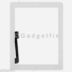 White Front Panel Touch Screen Glass Digitizer + Home Button Assembly for iPad 3 - Picture 1 of 5