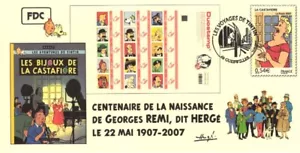 FRANCE 2007 FDC carte TINTIN Kuifje Tim HERGE cachet GUEBWILLER Haut-Rhin Bijoux - Photo 1/1