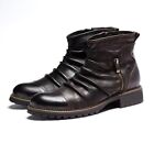 Men's Oxford Casual Leather Shoes British Style Driving Motorcycle Combat Boots