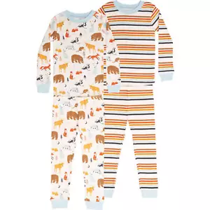 Toddler and Big Boy's Wildlife Animal Themed 4-Piece Cotton Pajama Set - Picture 1 of 3